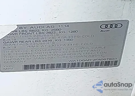 2015 Audi Q5 3.0T Premium Plus from USA, damaged, VIN WA1DGAFP2FA067803